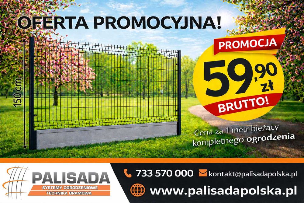 PROMOCJA! OGRODZENIE PANELOWE 1,50 m | ogrodzenia 123 + podmurówka 25