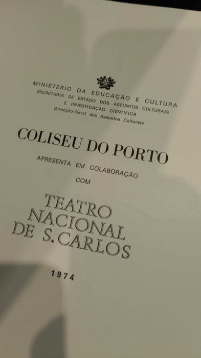 Programa Bailado Teatro Nacional de S. Carlos 1974