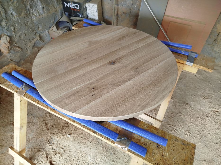 Blat dębowy okrągły 97 cm – lite drewno,