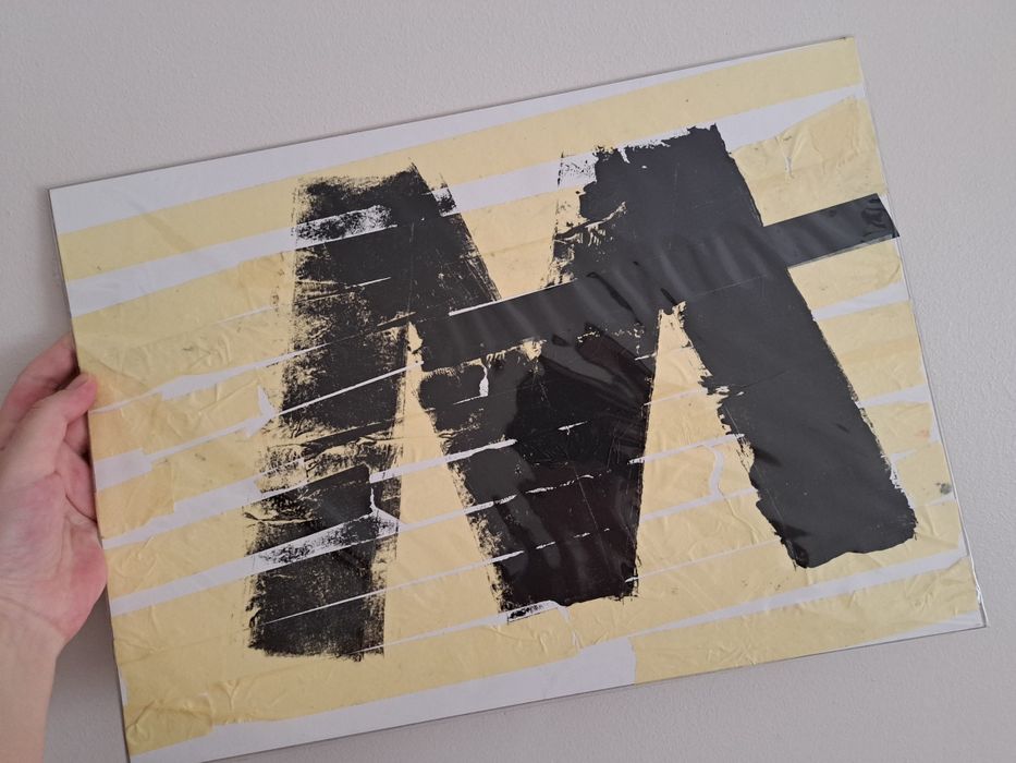 Pintura ilustração de letra W / M - 42,2 x 29,8 cm - NOVO