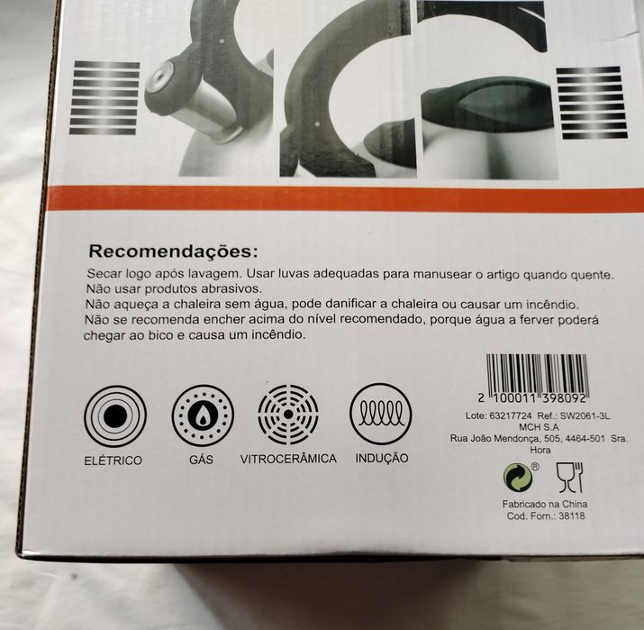 Chaleira de apito , em inox , 3 litros