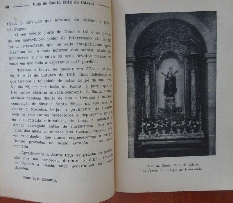 Vida de Santa Rita de Cássia (e Devocionário) - 1ª Edição 1971