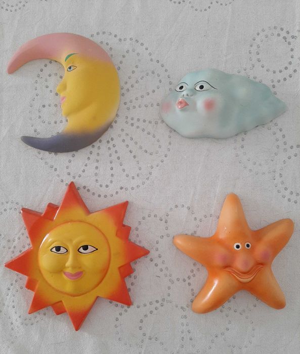 Conjunto de Sol, Lua, Estrela e Nuvem pintadas decoração de paredes