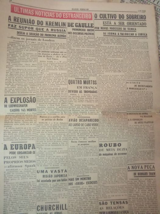 4 Jornais Diários Popular ,1948 Agosto.