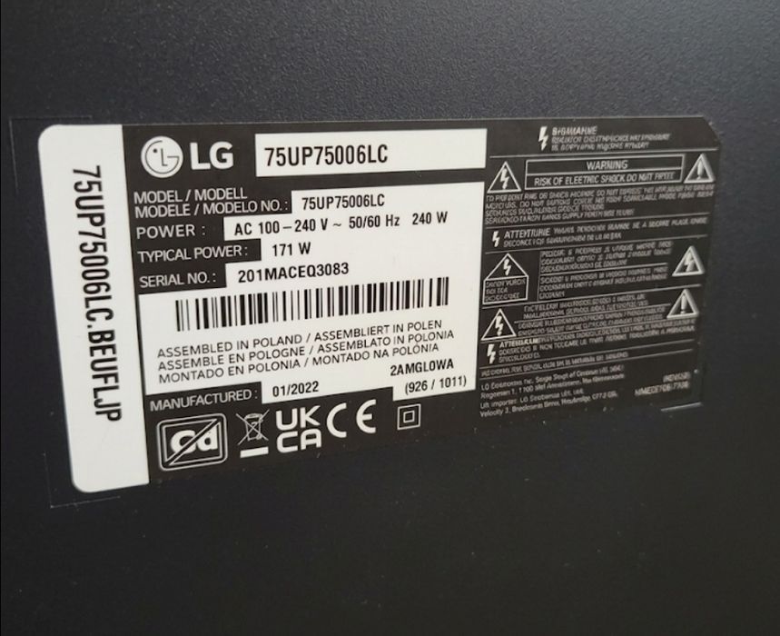 TV  LG 75 polegadas