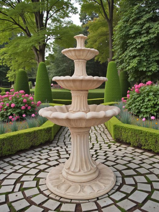 Fontanna ogrodowa Saragossa biały cement Ag-Bet figura ogrodowa