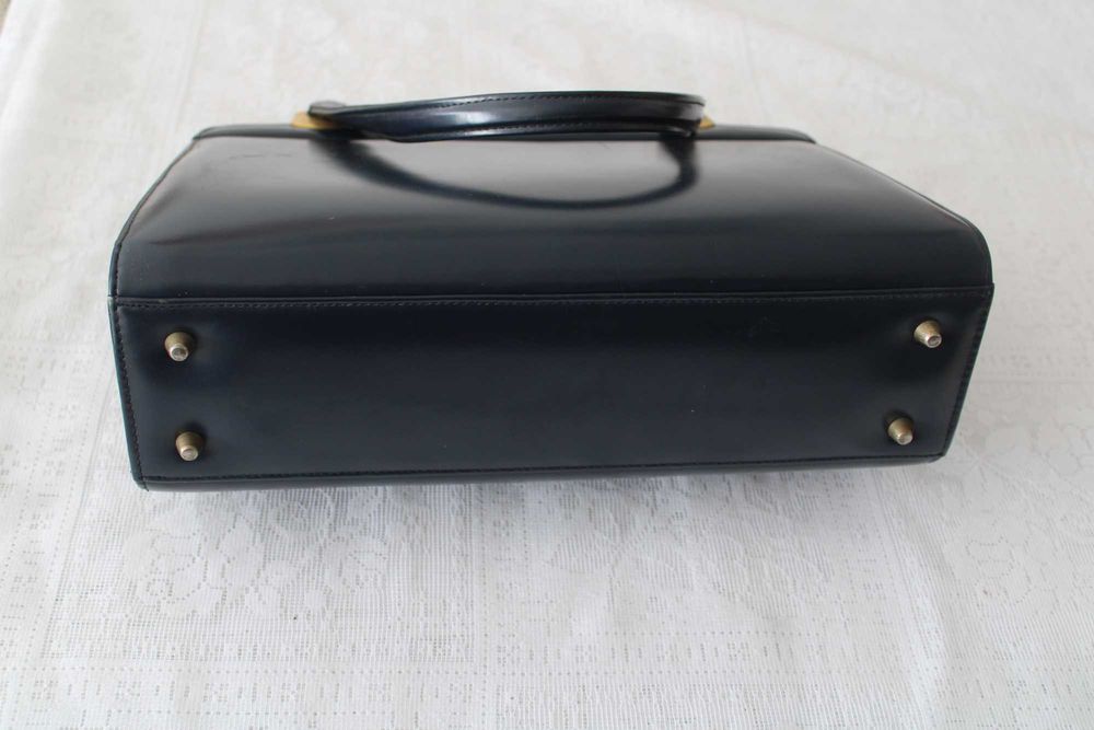 Mala pele genuína de altíssima qualidade Vintage em azul escuro