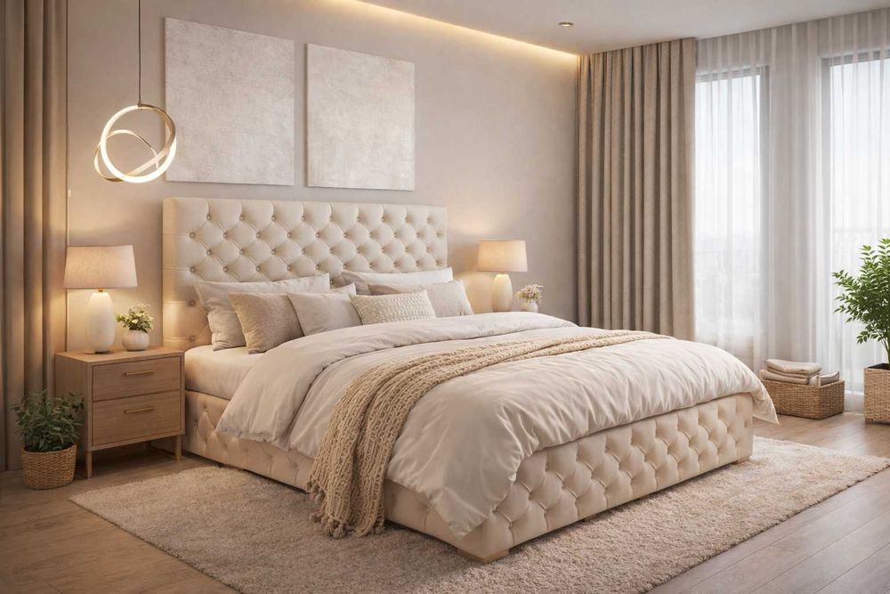 Łóżko pikowane skórzane Classic Chesterfield