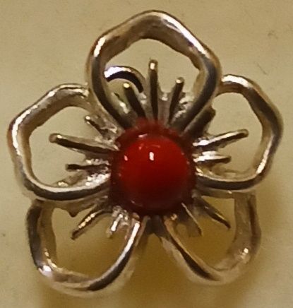 Srebrne komplet biżuterii z koralem - kwiat