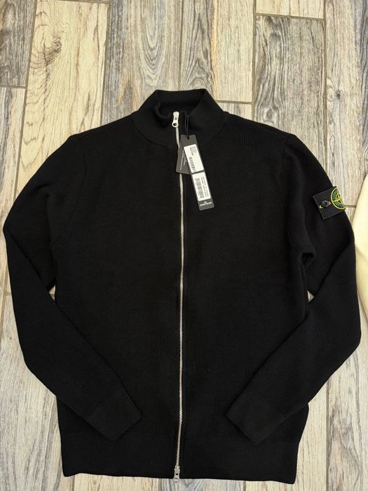 Кардиган Stone Island на блискавці чоловічий чорний/молочний S-XL