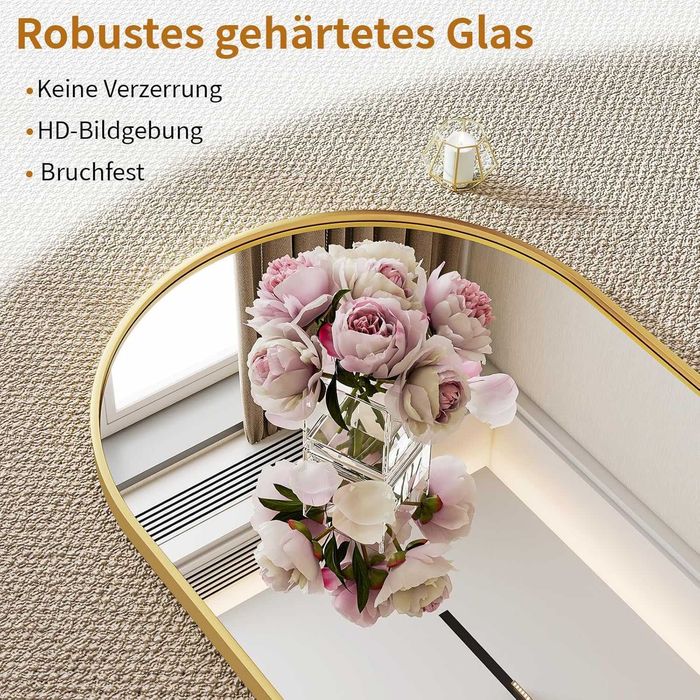 Nowe lustro / lusterko / stojące / półokrągłe / złote / 163x53 / R80!