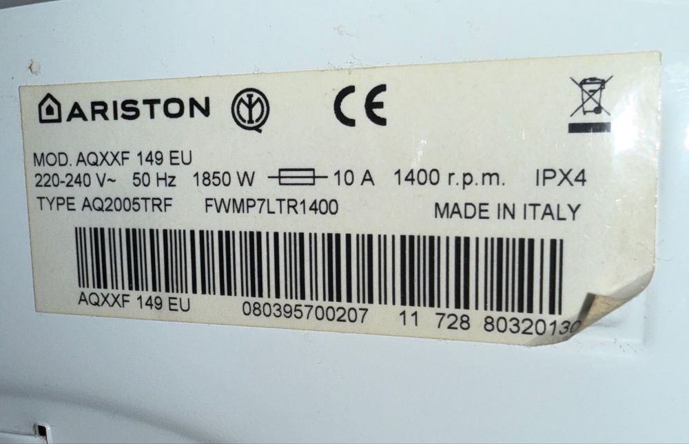 Maquina lavar Ariston Aqualtis AQXXF 149 peças