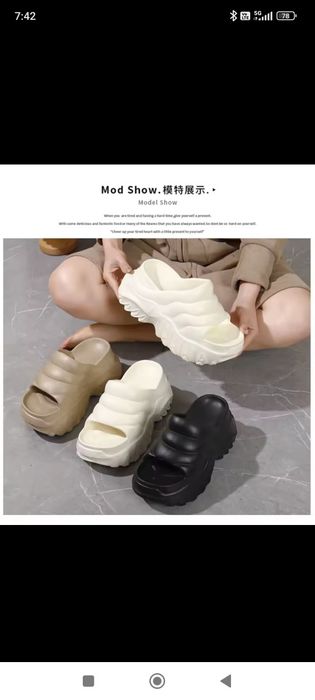 Hit klapki slippers gruba platforma Eva r. 38/ 39 białe