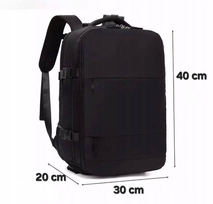 Plecak podróżny Bagaż podręczny do samolotu 40x30x20 czarny