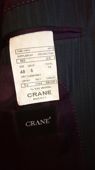 Мужской костюм (пиджак и брюки) фирмы CRANE 48р.