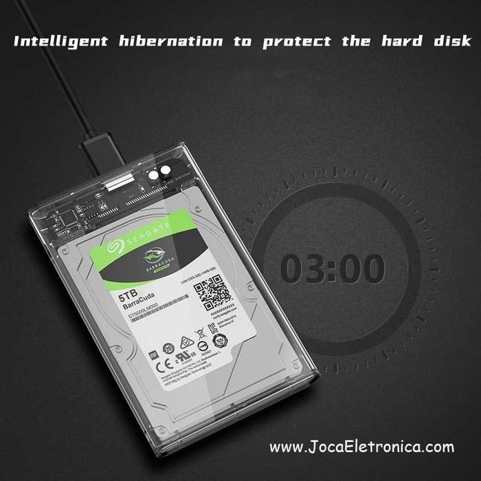 Caixa Externa Transparente para Discos 2.5″ Sata e SSD.