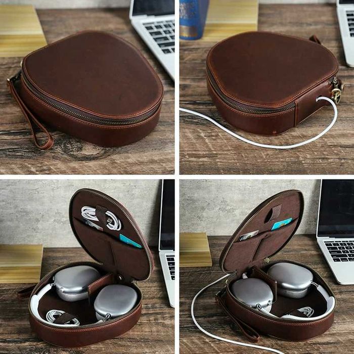 Capa para AirPods Max em pele de bovino com gravação personalizada