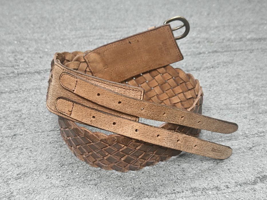 Vanzetti szeroki pleciony pasek Vanzetti ze skóry echt leder belt vint
