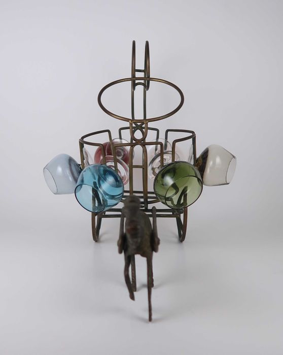 Decanter Vintage - Cavalo com carroça e 6 calices