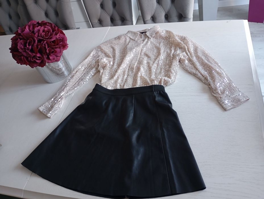 Spódnica ala skórzana Vila 34/36 czarna elegancka