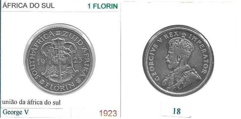 África do Sul - - - 1 Florin  - 1923 - - - Moeda de Prata