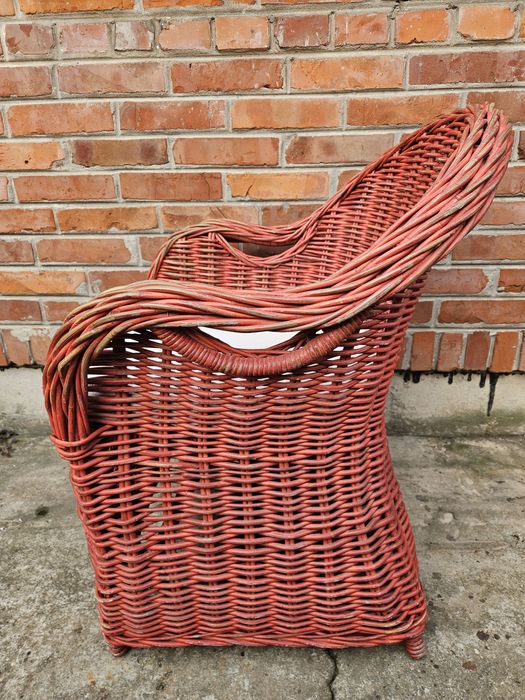 Duzy Fotel ogrodowy tarasowy rattanowy z poduszka