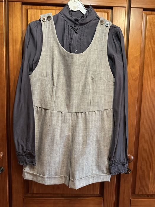 Macacão calções ao xadrez