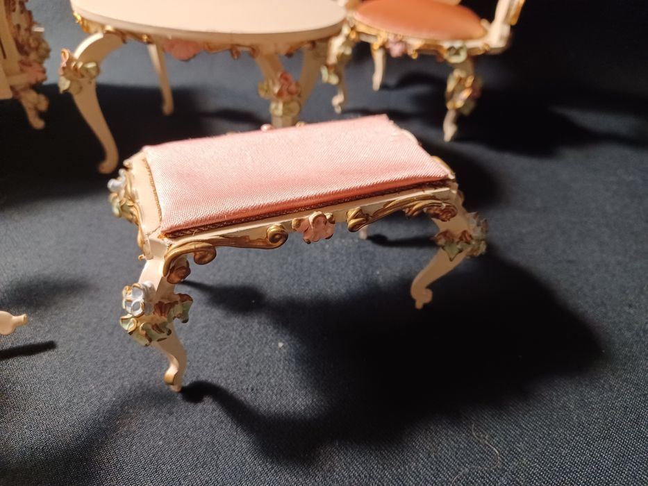 Komplet mebelków miniaturowych styl Barokowy lata 50te