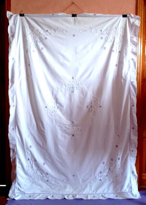 Винтажный пододеяльник, скатерть, вышивка, ришелье, 100% хлопок.