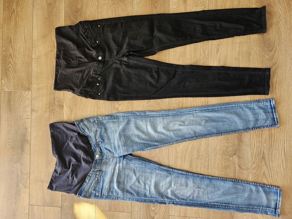 Zestaw ubrań ciążowych, Legginsy, jeansy, bluzki, rozm. M-L
