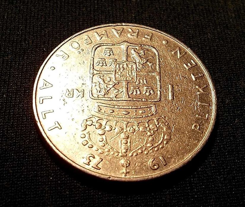 Moneta - 1 Korona - 1973r. - Gustaf VI Adolf Sveriges Konung (Szwecja)