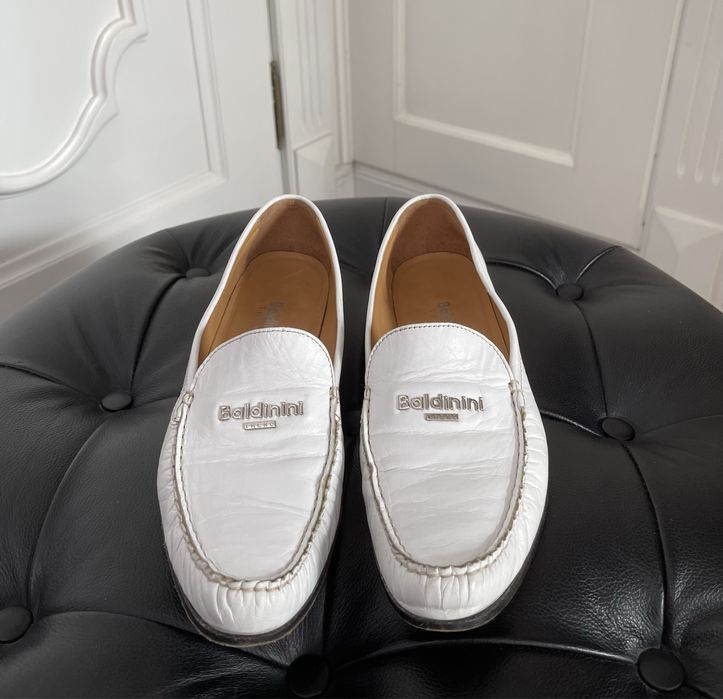 BALDININI piękne mokasyny, białe, skóra naturalna