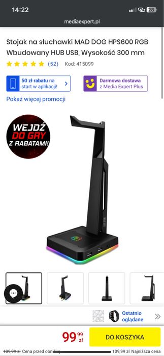 Stojak na słuchawki MAD DOG HPS600 RGB