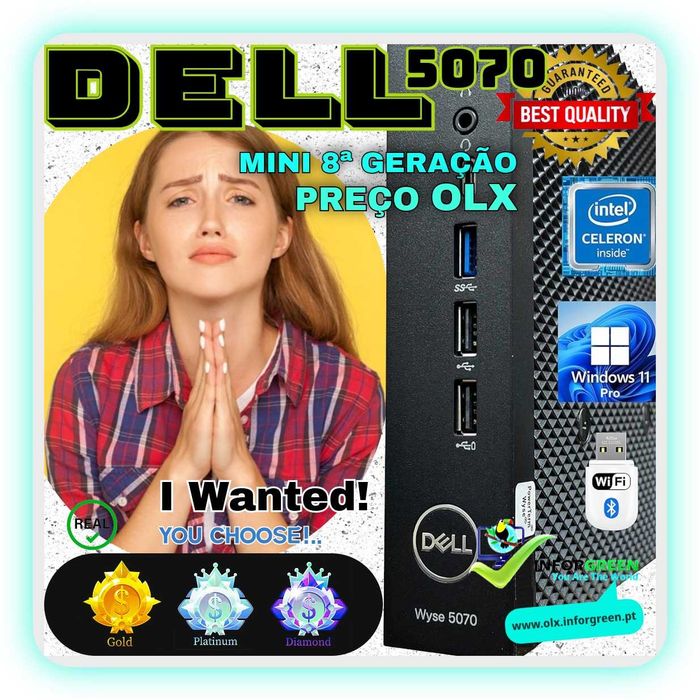 Mini PC Dell 5070 16GB Ram W11 - Placa Wireless e Antenas