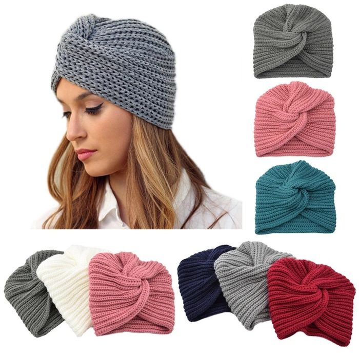 Жіноча в'язана шапка - тюрбан