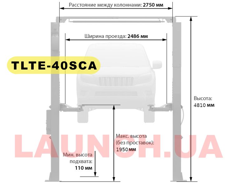 Підйомник для СТО TLTE 40SCA двостійковий 4т. для довгобазних бусів
