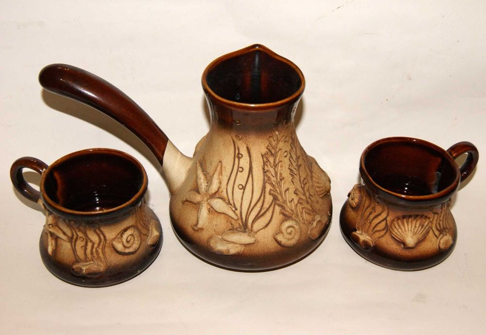 Керамическая турка джезва винтажная СССР Набор турка и чашки