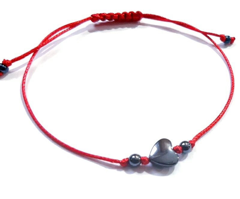 Bransoletki 2 sztuki z serduszkiem hematytowym na szczęście