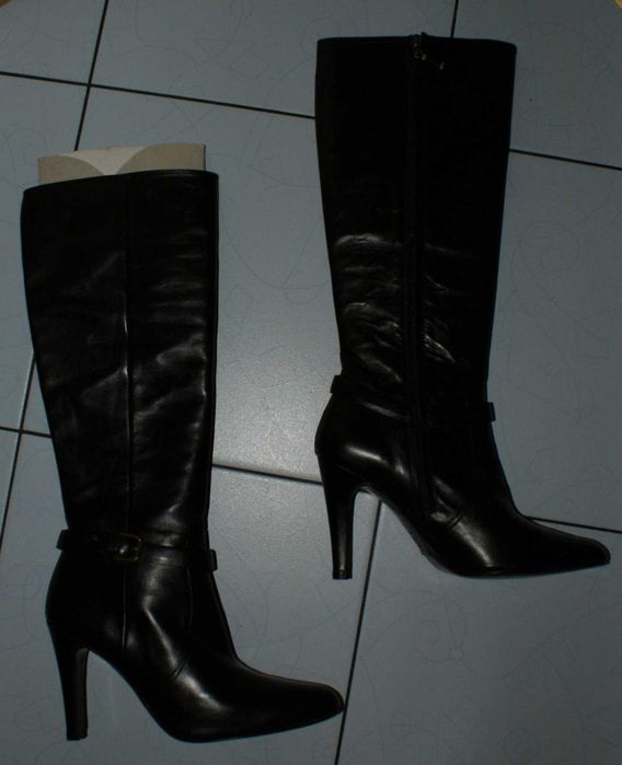 Czarne, skórzane kozaki River Island 41