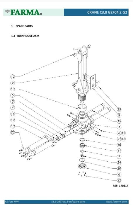 Słup obrotu do dźwig FARMA tryb 3.8 HDS 4.2 5kNm żuraw przyczepa leśna