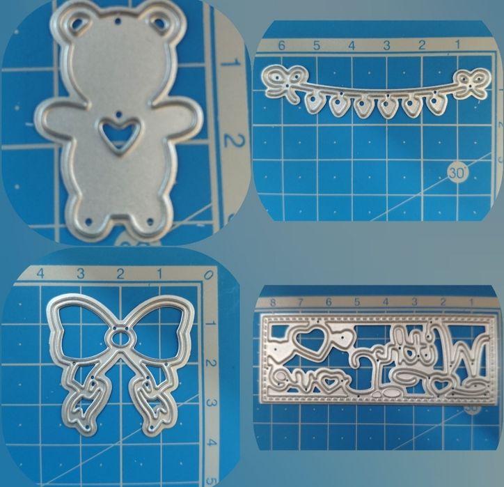 Zestaw wykrojników wykrojniki scrapbooking kokarda girlanda miś love