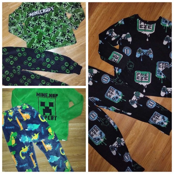 Штаны флисовые Дінозаври Піжама на хлопчика 5-7 р. Геймер Майнкрафт