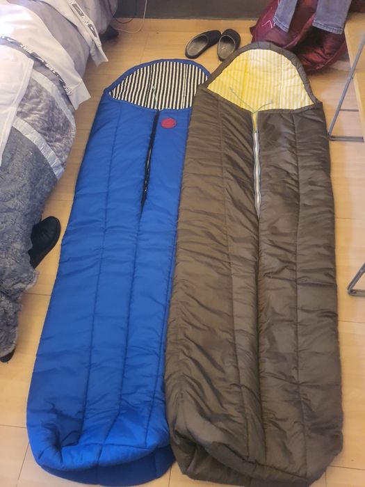 2 Sacos cama azul e castanho