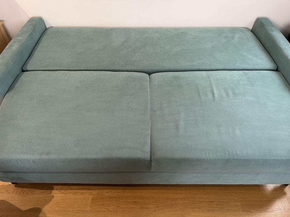 Aktualizacja! Sofa rozkładana z pojemnikiem na pościel, miętowo-morska