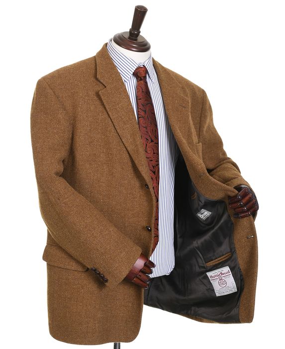 HARRIS TWEED tweedowa marynarka męska jasnobrązowa Pure New Wool r. 62