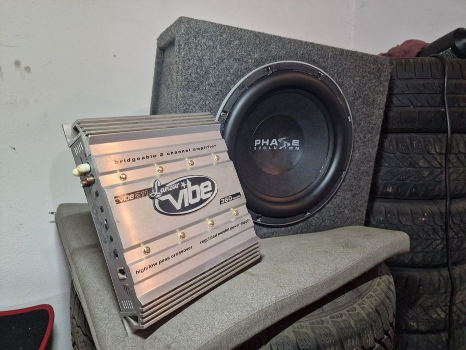 Phase Evolution SX12 i Wzmacniacz Lanzar Vibe 211 Głośnik 30 cm Subwoofer skrzynia basowa Tuba 300 Rms Car Audio