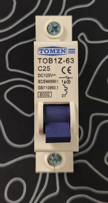 Автомат постійного струму однополюсний DC TOMZN TOB1Z-63 C25 (1P, 125V, 25А)
