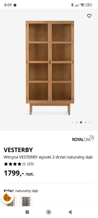 Witryna oszklona kolor jasny dąb nowa w opakowaniu