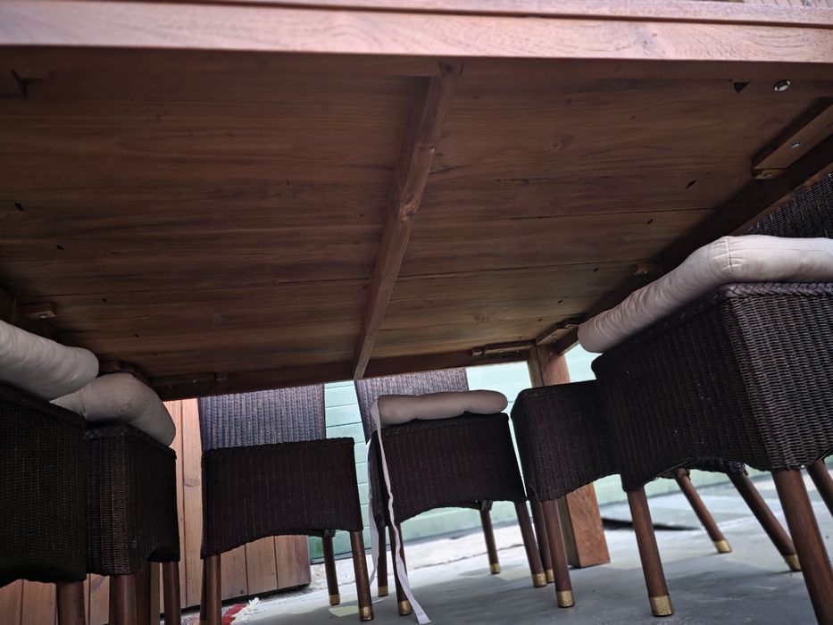 Kolonialny stół kwadratowy 140 cm tekowy #1675 Stylowy Węgrów