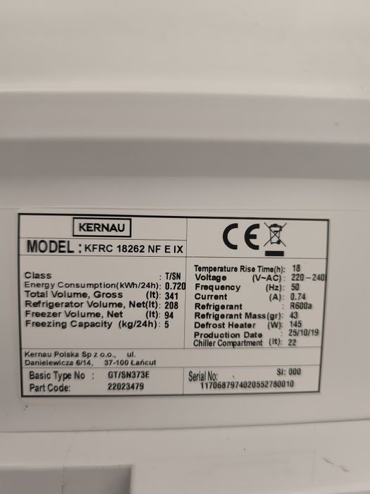 Lodówka Kernau No Frost USZKODZONA